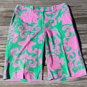 Lily Pulitzer Bermuda Wheres The Reef Shorts Size 2 Pink Green Fish Crab Coastal